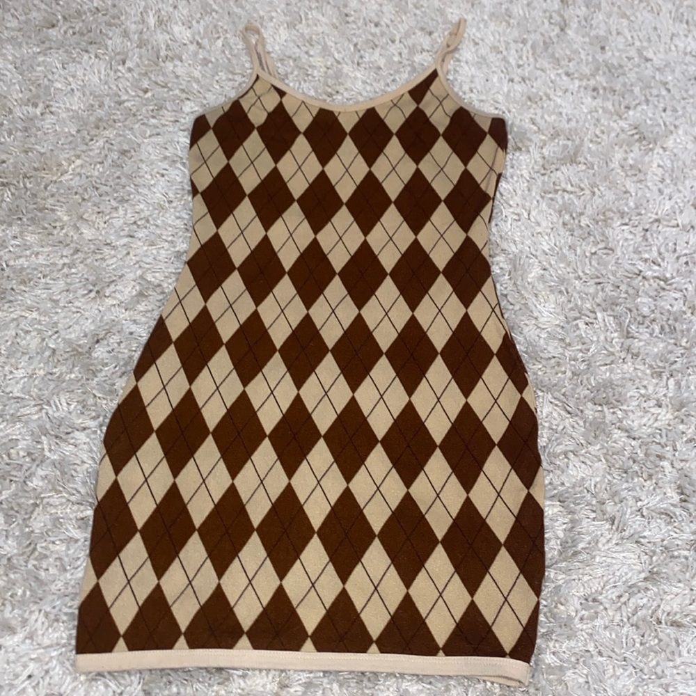 casual short dress, size XS, brown, and light brown